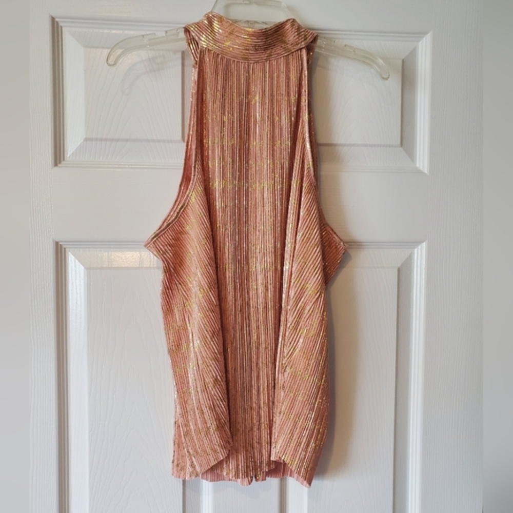 Anthropologie light pink and gold halter blouse - Picture 7 of 7